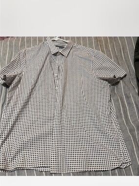 Perry Ellis Black & White Geometric Short-Sleeve Button-Up Shirt